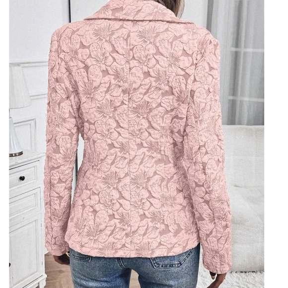 Classic Floral Textured Button Minimalist Blazer - Picture 8 of 10